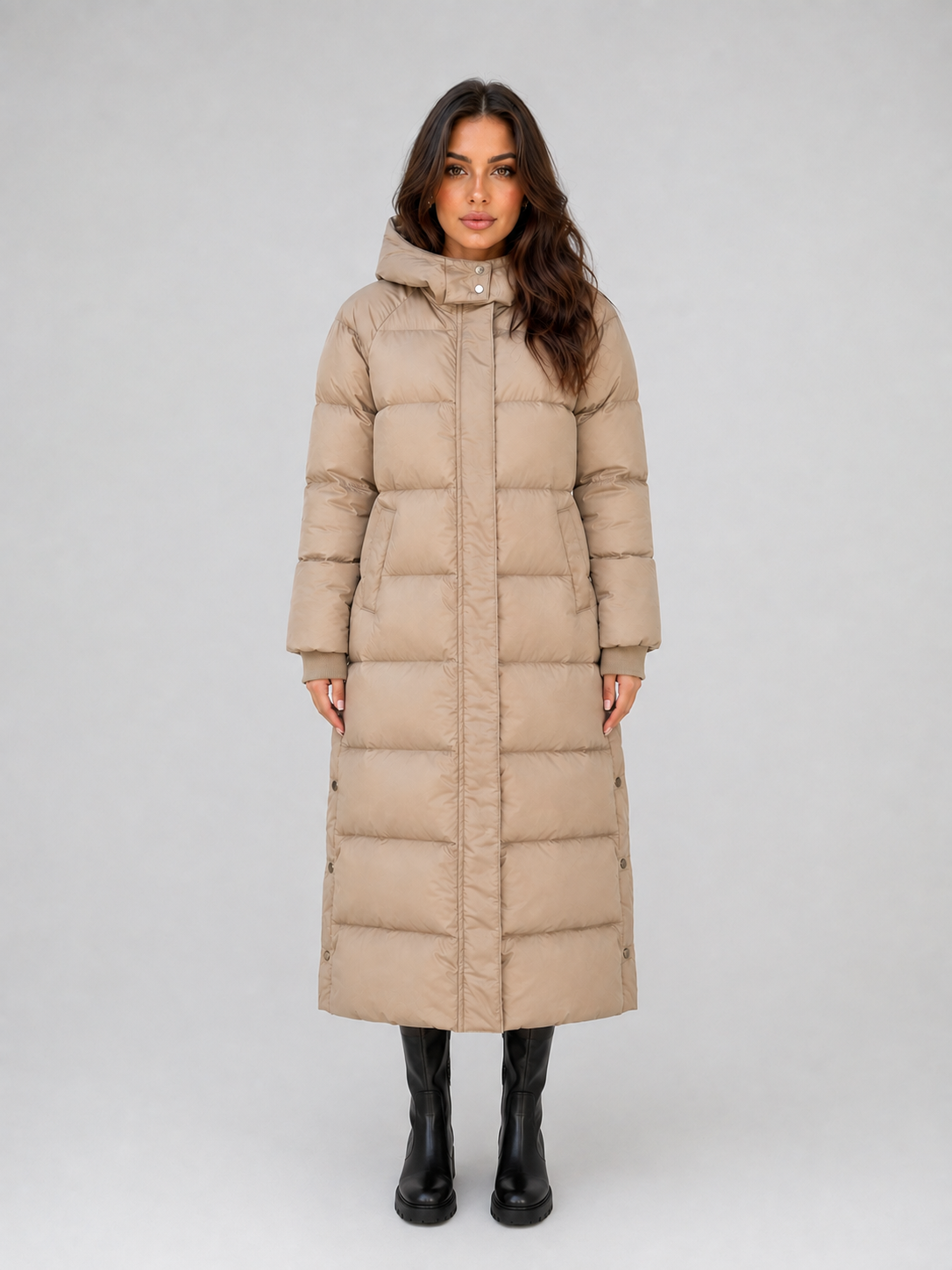 Long Puffer Coat – Hooded Padded Winter Jacket