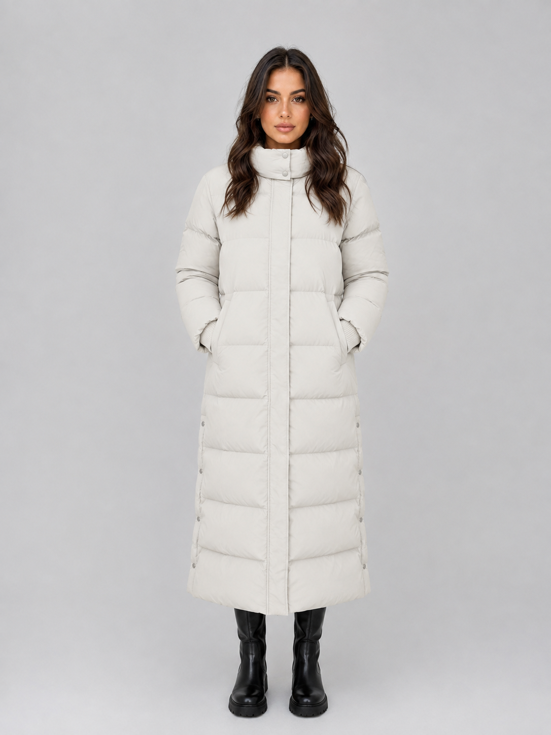 Long Puffer Coat – Hooded Padded Winter Jacket