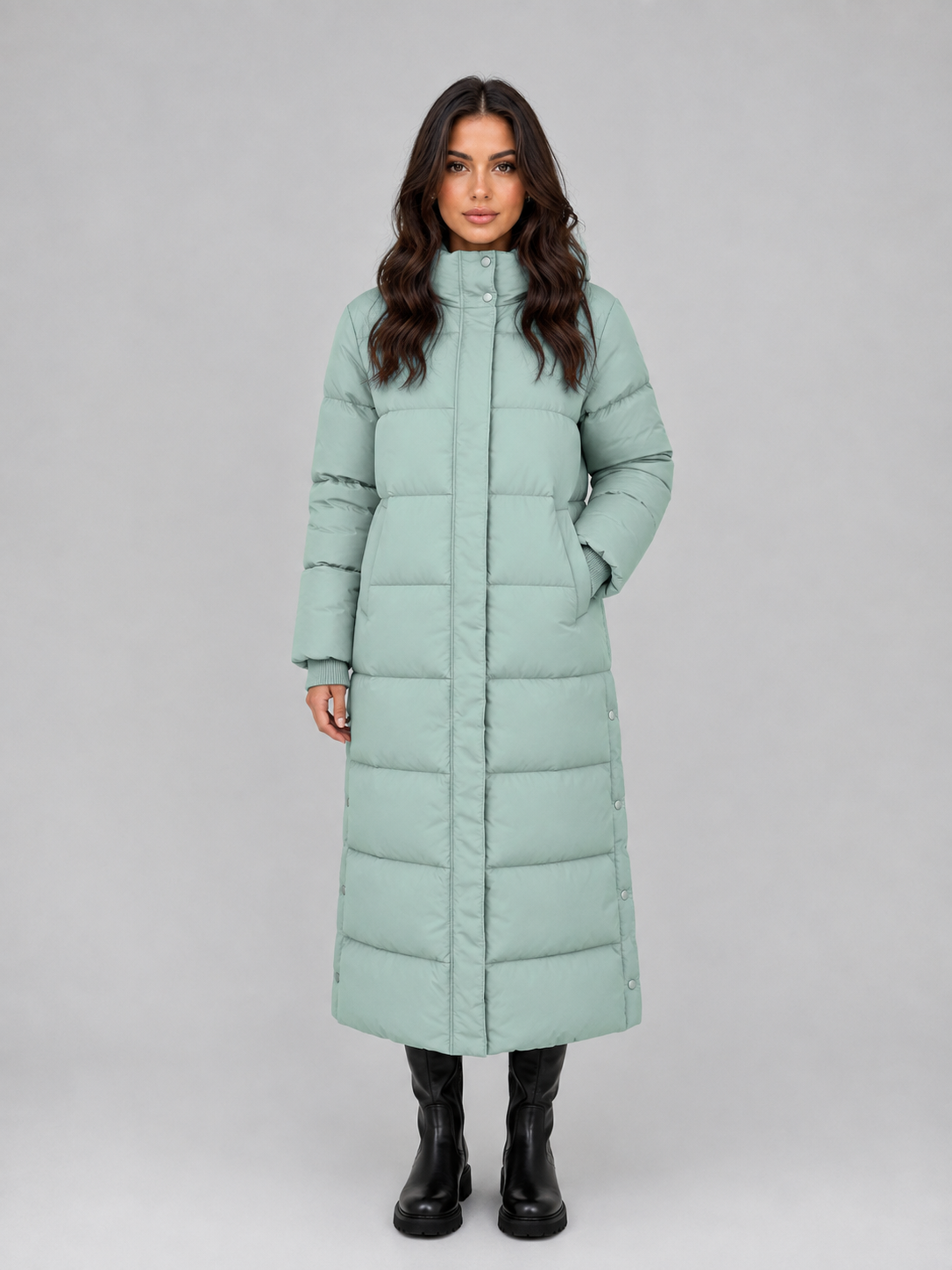 Long Puffer Coat – Hooded Padded Winter Jacket