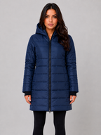 Long Puffer Coat – Hooded Quilted Winter Jacket