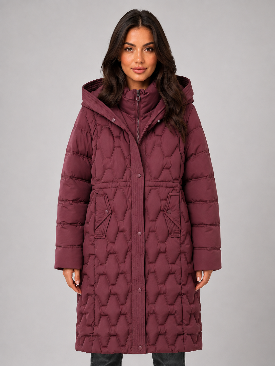Long Puffer Coat – Hooded Quilted Winter Jacket