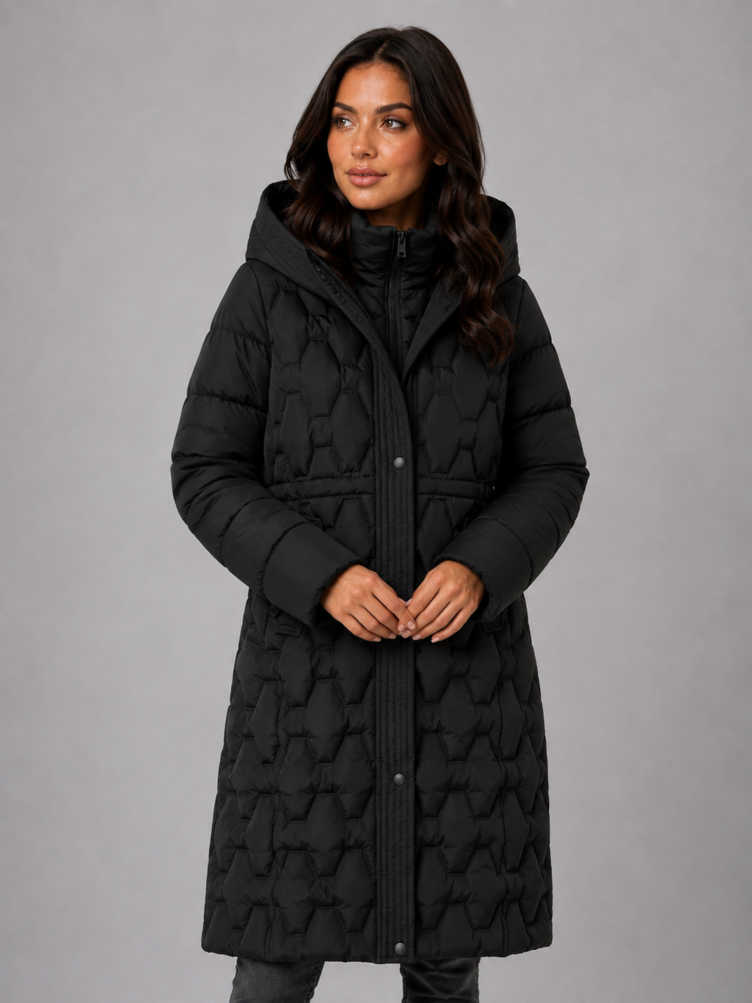 Long Puffer Coat – Hooded Quilted Winter Jacket