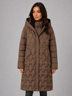 Long Puffer Coat – Hooded Quilted Winter Jacket