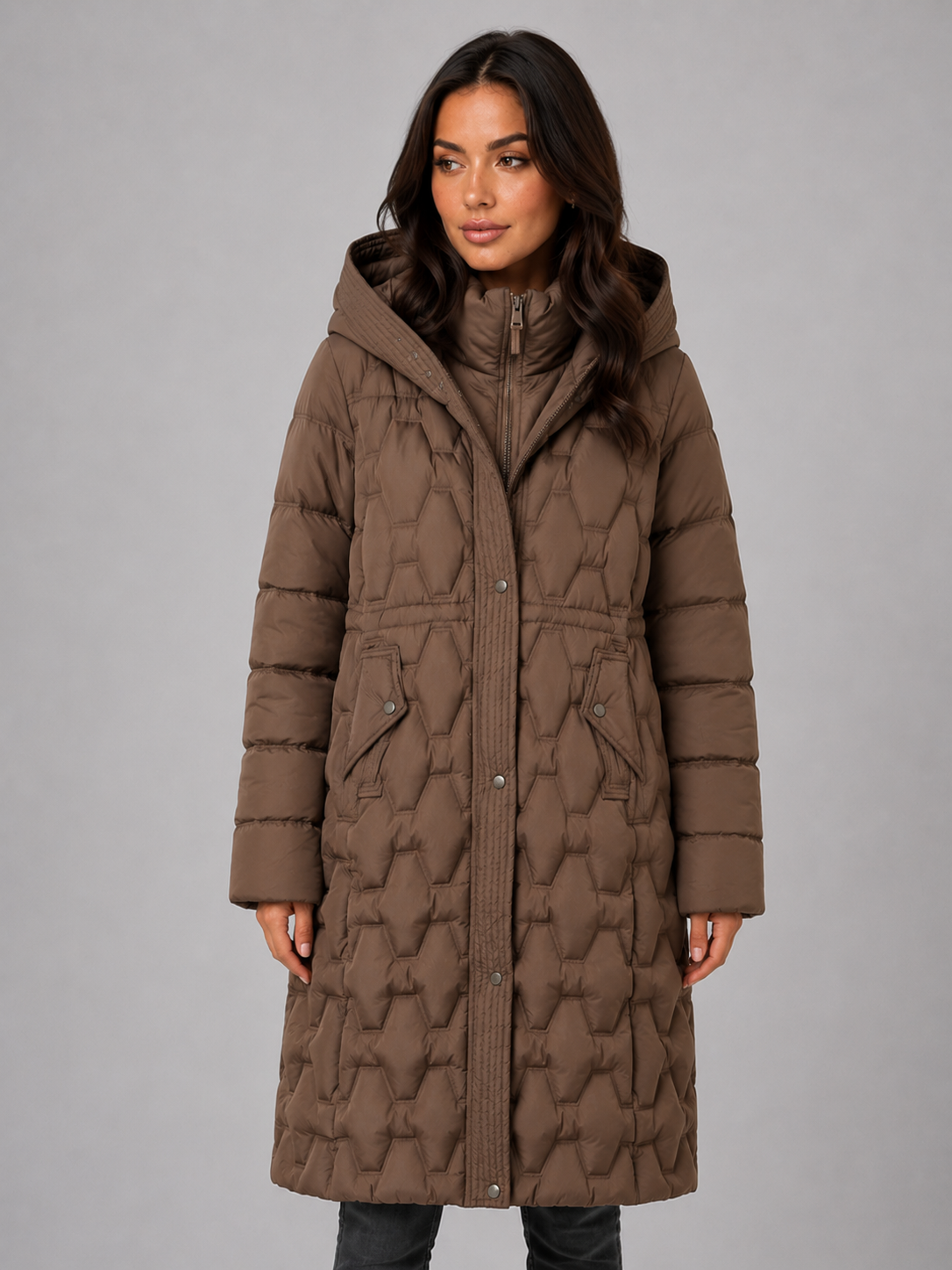 Long Puffer Coat – Hooded Quilted Winter Jacket