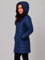 Long Puffer Coat – Hooded Quilted Winter Jacket