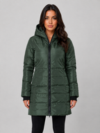 Long Puffer Coat – Hooded Quilted Winter Jacket