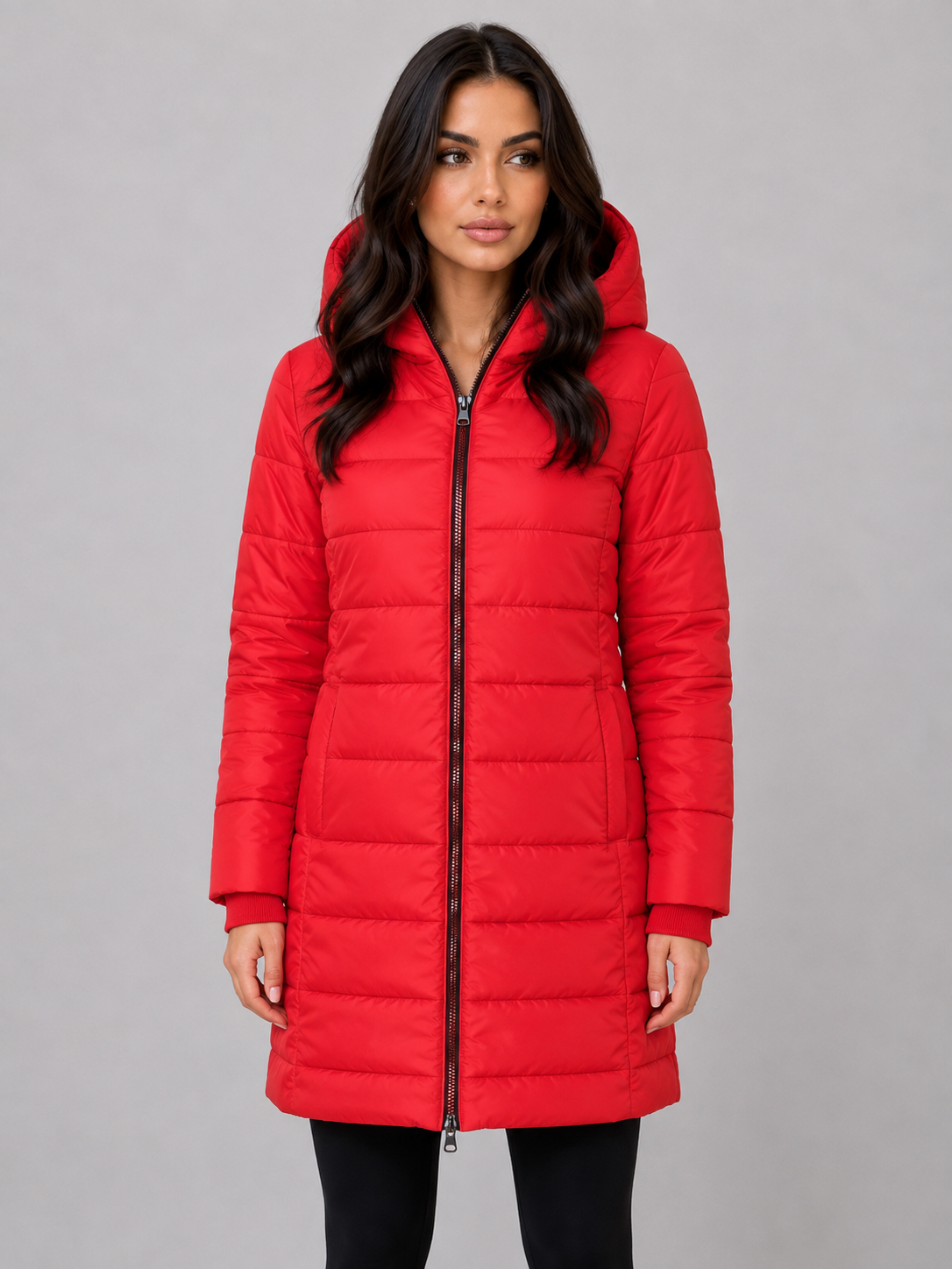 Long Puffer Coat – Hooded Quilted Winter Jacket