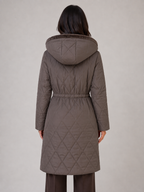 Long Quilted Puffer Coat – Faux Fur Collar Winter Coat