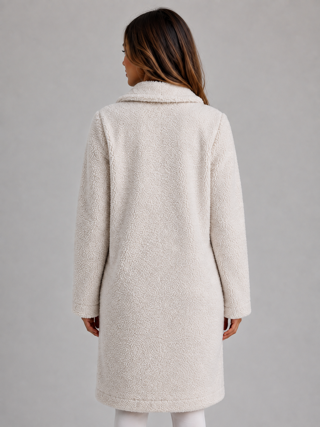 Long Teddy Fleece Coat – Button Front Borg Jacket