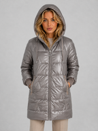 Longline Hooded Puffer Coat – Quilted Winter Jacket