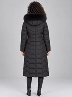 Longline Quilted Puffer Coat – Faux Fur Hooded Winter Jacket