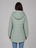Longline Quilted Puffer Coat – Hooded Fleece-Lined Winter Jacket