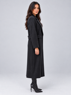 Longline Tailored Coat – Notched Lapel Button Detail Jacket
