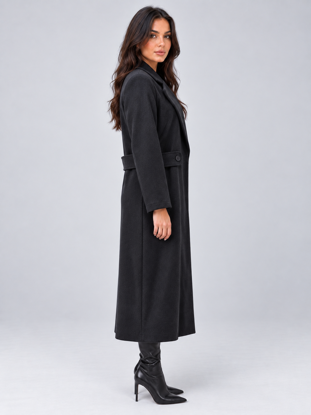 Longline Tailored Coat – Notched Lapel Button Detail Jacket