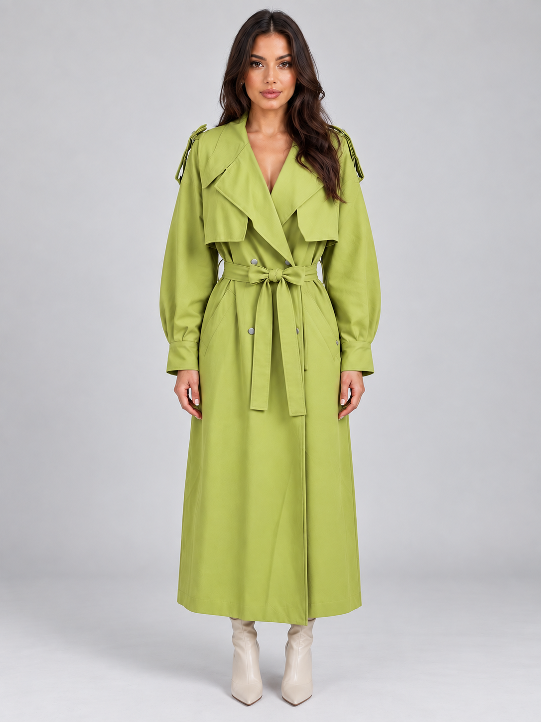 Longline Trench Coat – Double Breasted Belted Lightweight Mac
