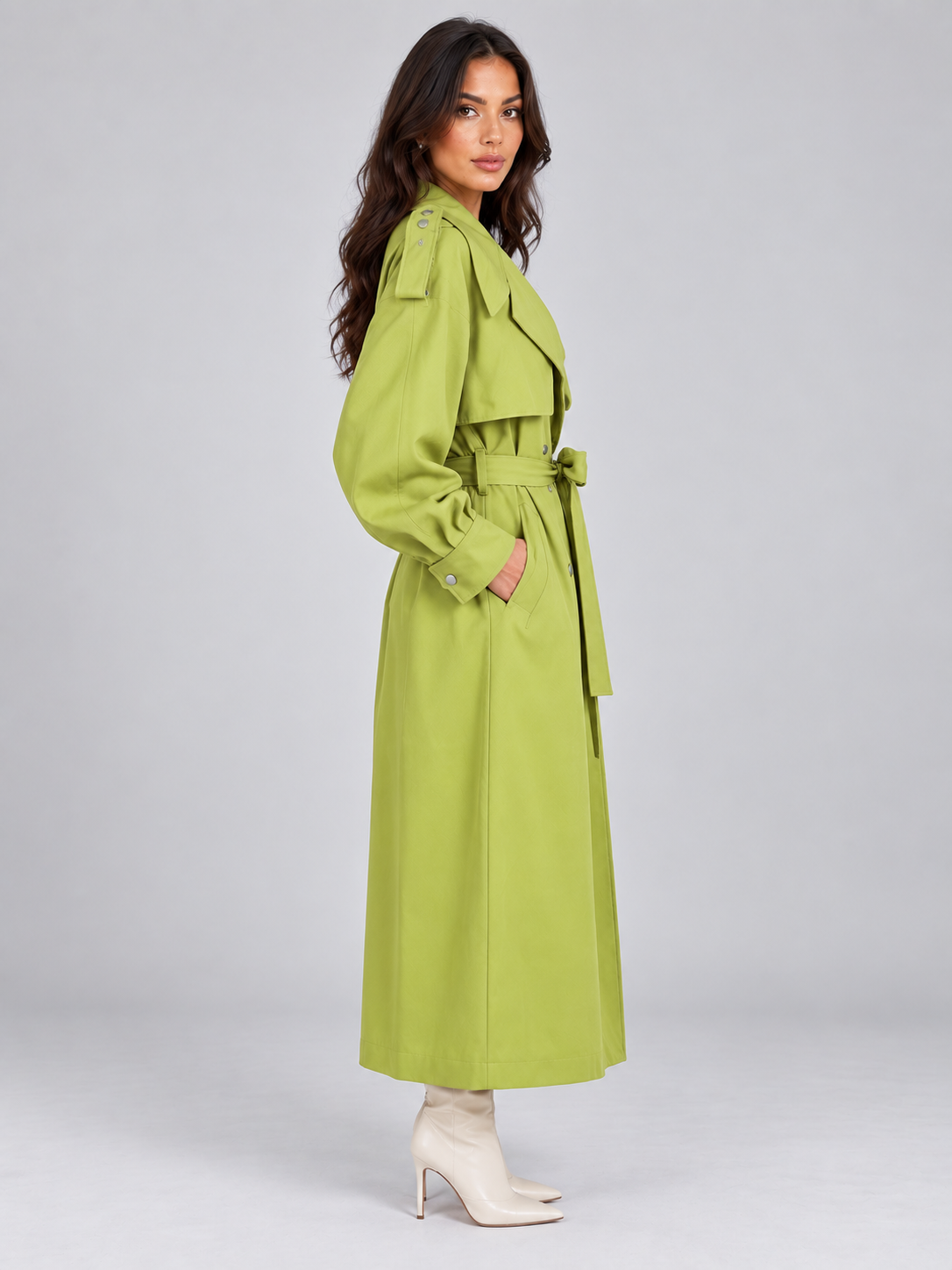 Longline Trench Coat – Double Breasted Belted Lightweight Mac