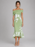 Off-Shoulder Floral Midi Dress