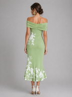 Off-Shoulder Floral Midi Dress