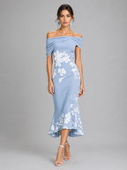 Off-Shoulder Floral Midi Dress