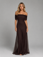 Off-Shoulder Chiffon Maxi Dress