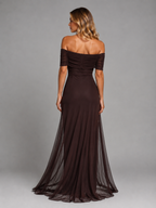 Off-Shoulder Chiffon Maxi Dress