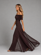 Off-Shoulder Chiffon Maxi Dress