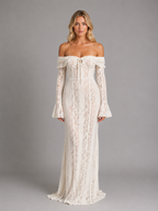 Off-Shoulder Lace Maxi Dress