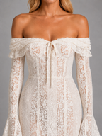 Off-Shoulder Lace Maxi Dress
