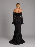 Off-Shoulder Lace Maxi Dress