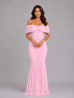 Off-Shoulder Ruched Bodycon Maxi Dress