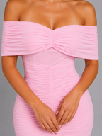 Off-Shoulder Ruched Bodycon Maxi Dress