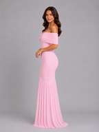 Off-Shoulder Ruched Bodycon Maxi Dress