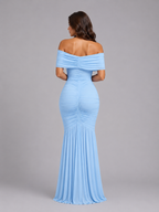 Off-Shoulder Ruched Bodycon Maxi Dress