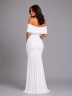 Off-Shoulder Ruched Bodycon Maxi Dress
