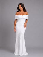 Off-Shoulder Ruched Bodycon Maxi Dress
