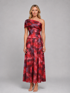 One-Shoulder Printed Maxi Dress