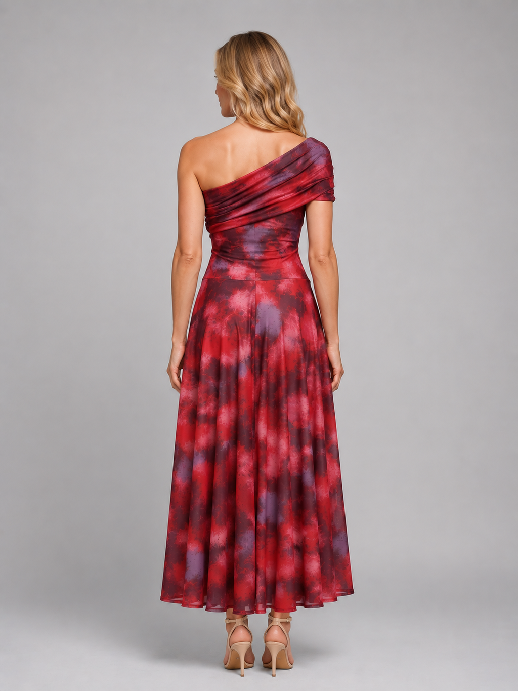 Women's One-Shoulder Printed Maxi Dress