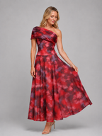 One-Shoulder Printed Maxi Dress