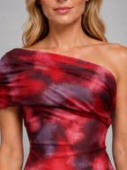 One-Shoulder Printed Maxi Dress