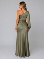 Satin One-Shoulder Maxi Dress