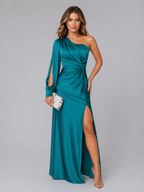 Satin One-Shoulder Maxi Dress