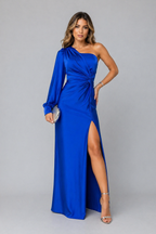 Satin One-Shoulder Maxi Dress