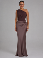 One-Shoulder Satin Maxi Dress