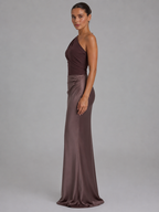 One-Shoulder Satin Maxi Dress
