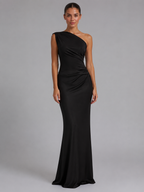 One-Shoulder Satin Maxi Dress