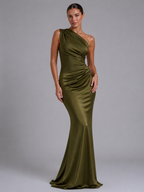 One-Shoulder Satin Maxi Dress
