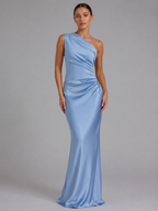 One-Shoulder Satin Maxi Dress
