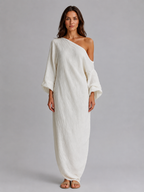 One Shoulder Draped Maxi Dress