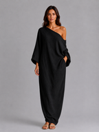 One Shoulder Draped Maxi Dress