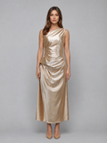 Women's One Shoulder Satin Midi Dress